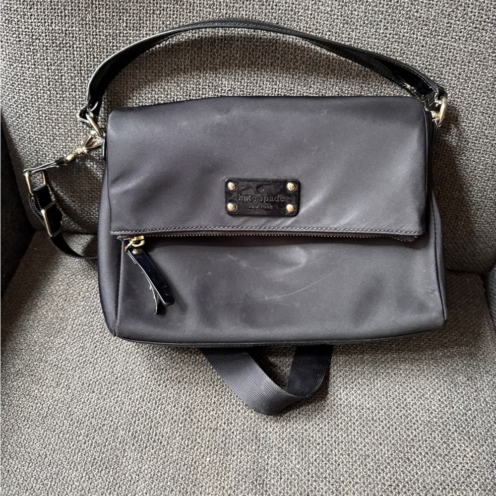 kate spade Black Nylon Crossbody Bag with Gold Hardware